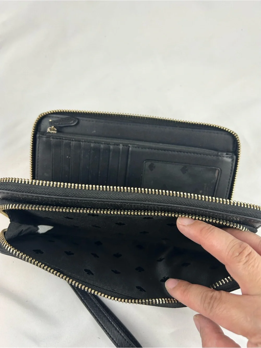 kate spade Black Saffiano Leather Wristlet Clutch